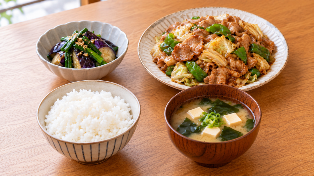 辛くない回鍋肉を主菜にした秋なすの作り置き献立