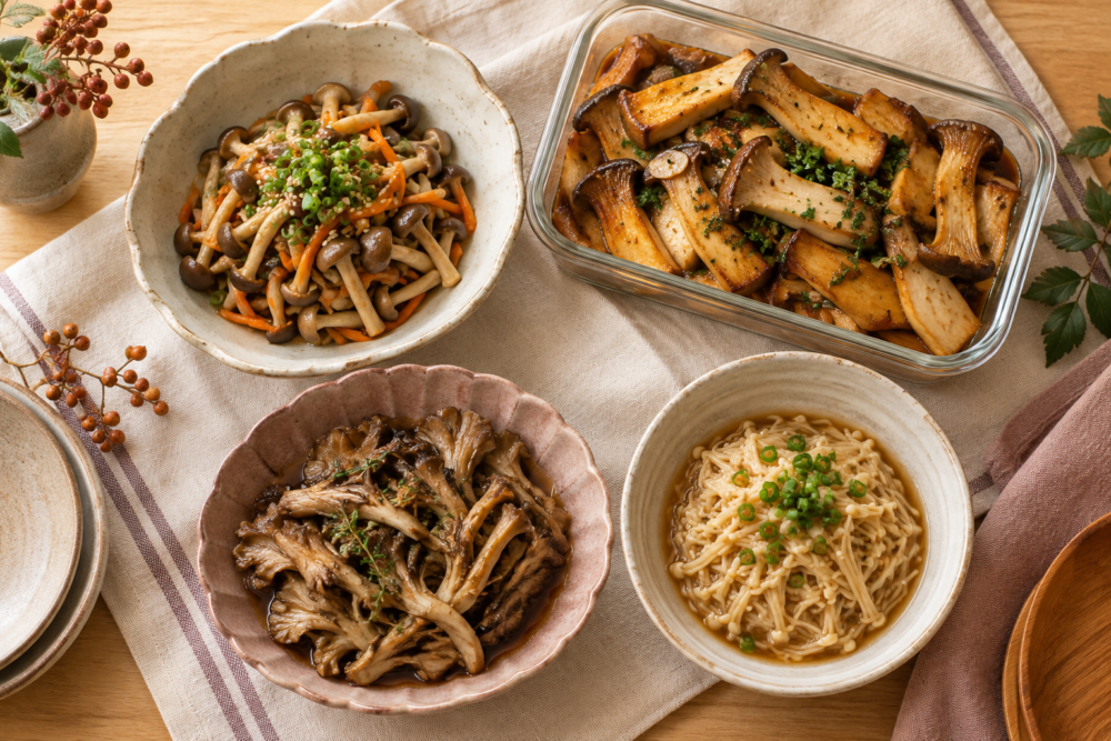 きのこの作り置きレシピ10選で紹介する主菜と副菜
