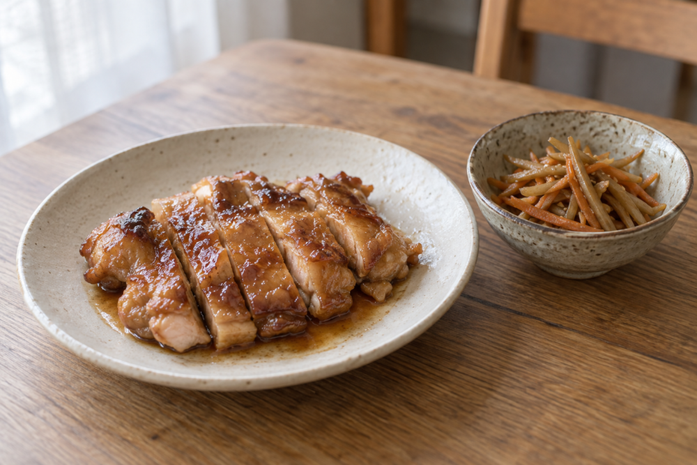 鶏の照り焼きとごぼうのきんぴらの料理イメージ